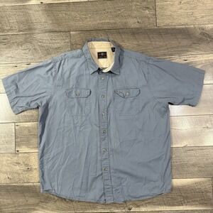 Y2K Wrangler Work Utility Shirt Short Sleeve Slate Blue Mens XL Skater Oversized
